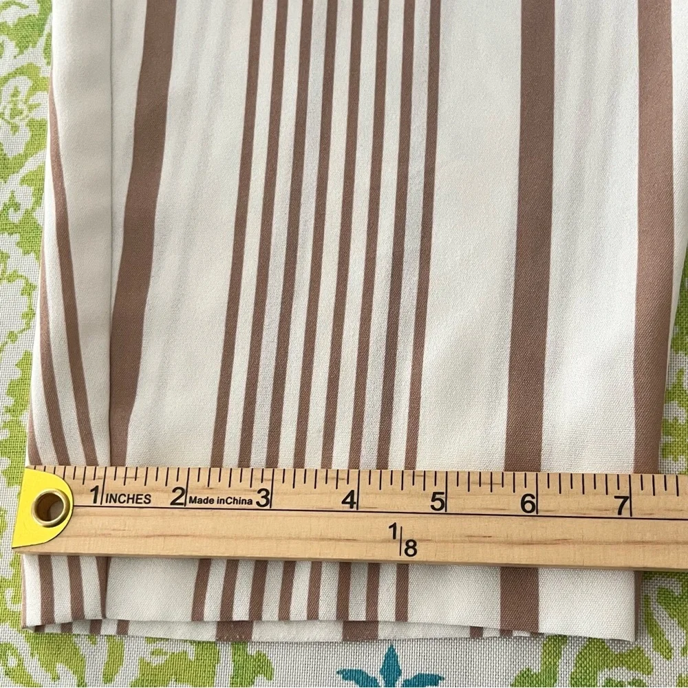 NYCC Striped Boho Tapered Pants L Neutral White Tan Coastal - Picture 9 of 9